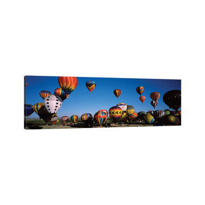 Hot Air Balloons Floating in Sky, Albuquerque International Balloon Fiesta, Albuquerque, Bernalillo County, New Mexico, USA 1 Piece Wrapped Canvas Panoramic Wall Art