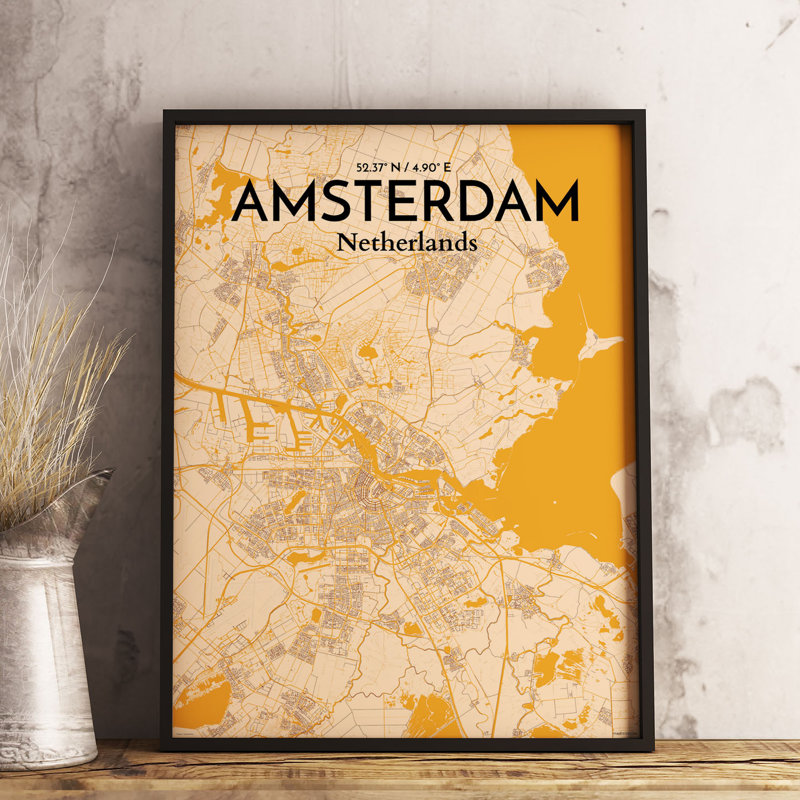 Amsterdam City Map - No Frame Print, 43.2cm H x 27.9cm W x 0.1cm D