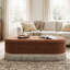 Banc de rangement en lin capitonné de 118 cm avec bordure à franges-620140458