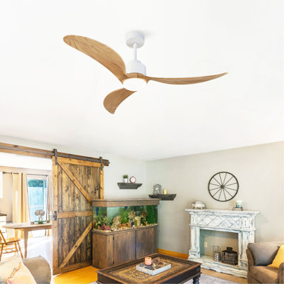Ventilateur de plafond 52 po avec télécommande à DEL à intensité variable, moteur à courant continu silencieux à 6 vitesses, ventilateur de plafond réversible à hauteur réglable (3 pièces), pour le salon de patio, la chambre à coucher, le bureau et l'intérieur.