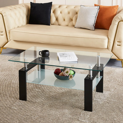 2 tables basses modernes en verre trempé transparent - Convient aux petites chambres transparentes avec une surface lisse