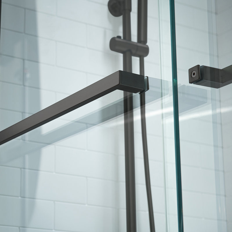 Portes de baignoire sans cadre de 56 à 60 po de largeur x 66 po de hauteur avec verre trempé transparent de 5/16 po (8 mm), double coulissement avec bandes d'étanchéité latérales