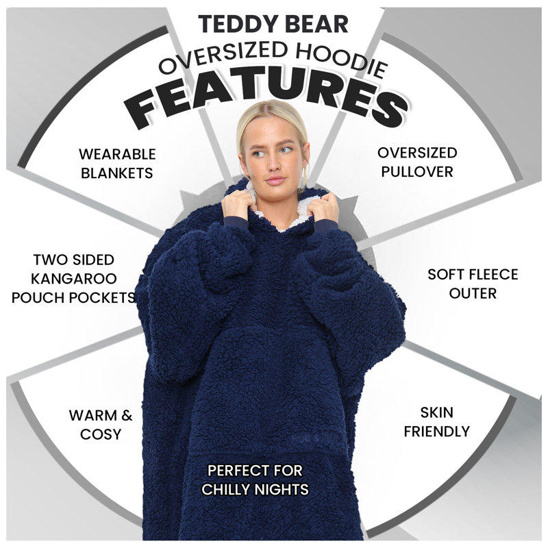 Teddy Hoodie (Compress) (1 Size), Navy