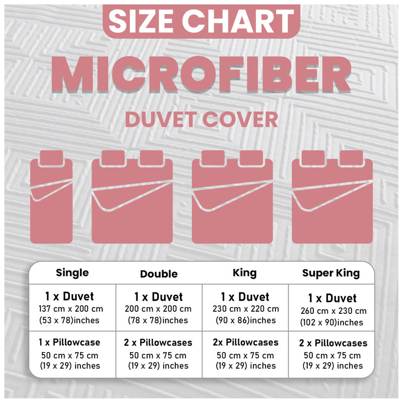  Bedding, Pink, Double Duvet Cover + 2 Standard Pillowcases