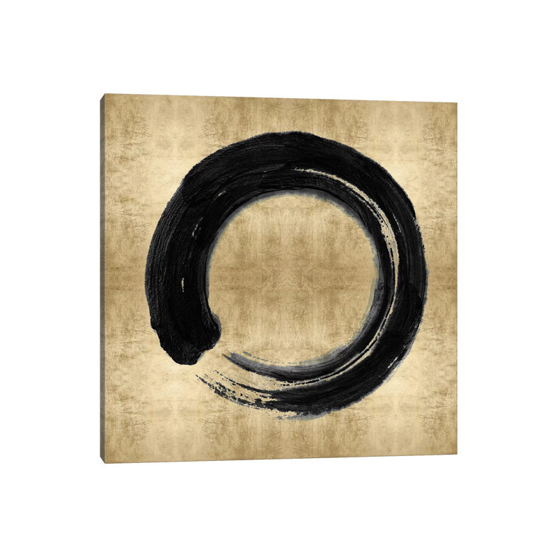 Black Zen Circle On Gold I by Ellie Roberts - Wrapped Canvas Print, 45.72 cm H x 45.72 cm W x 1.91 cm D