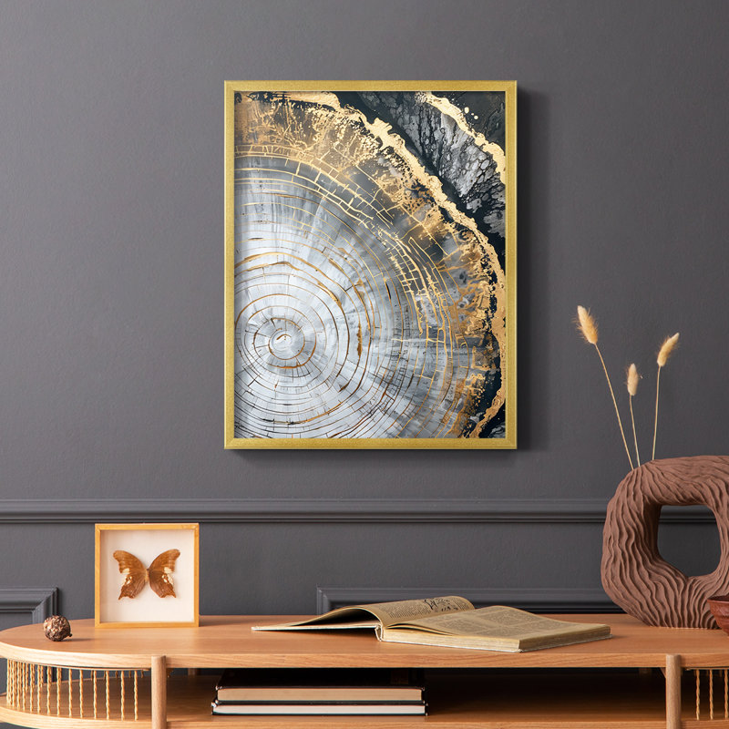 ABSTRACT Series CCXXIX  -Premium Framed Print -Ready to Hang - No Nails Required, Gold, 15" H x 12" W