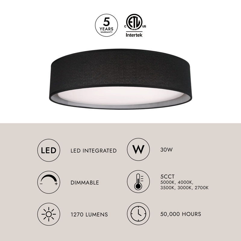 Dalton 1 - Light LED Flush Mount, 5.25" H x 20" W x 20" D