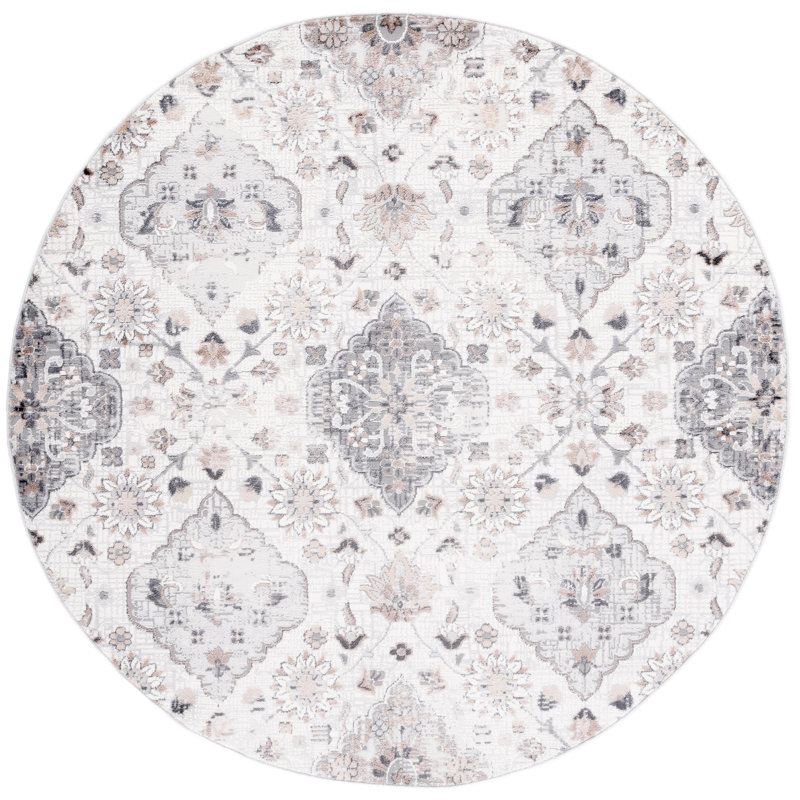 Shivan 100 Performance Floral Rug, Round 6'7"