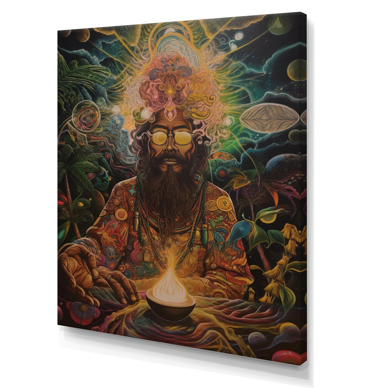 Chaman contemporain Amazon Sagesse sur toile, Toile tendue, H 20 po x l 12 po