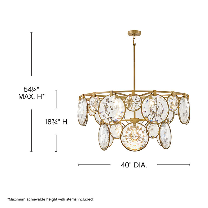 Nala 15 - Light Crystal Tiered Chandelier, Heritage Brass