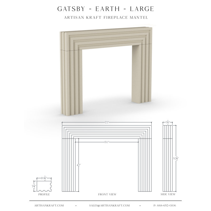 Encadrement de cheminée en pierre Gatsby, 71", Terre