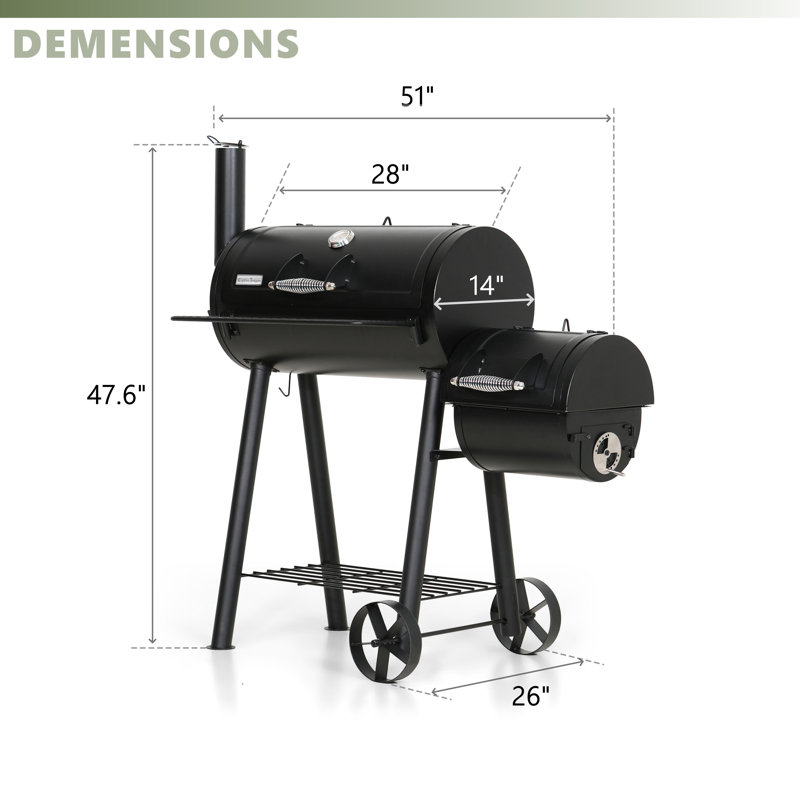 Barbecue au charbon robuste avec fumoir décalé 28 po Wayfair