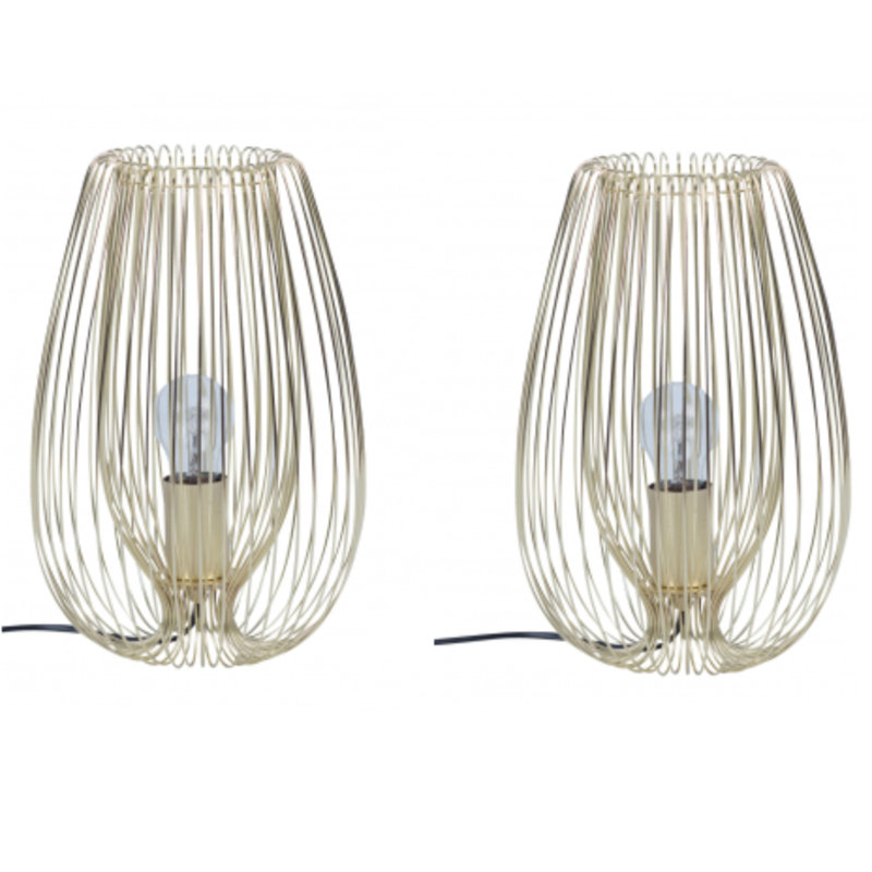 Allya 33cm Table Lamp Set, Satin Brass