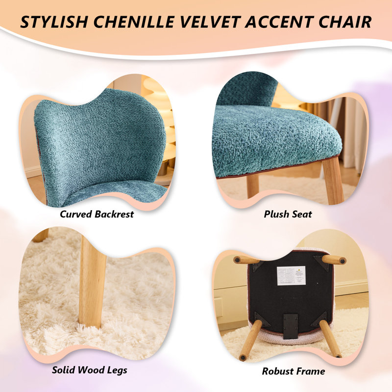 Modern Curved Back Accent Chair, Blue