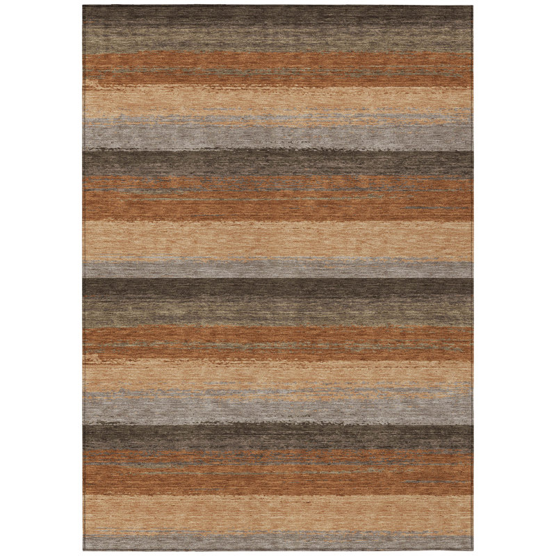 Machine Washable Indoor/Outdoor Chantille ACN2707 Stripes Rug, Paprika, 10' x 14'