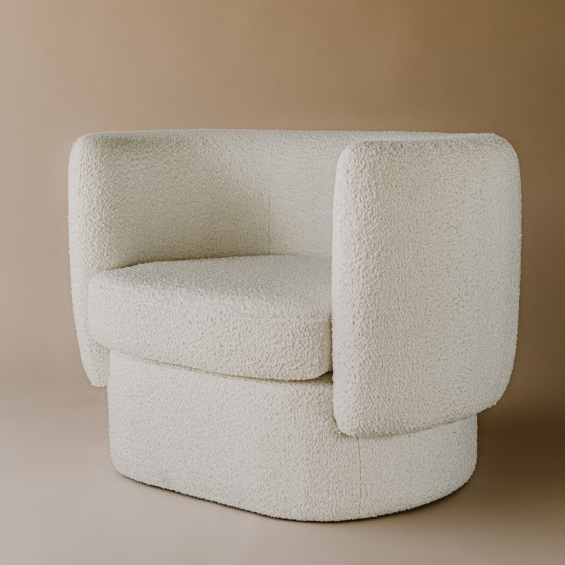 Koba Barrel Chair, White Boucle