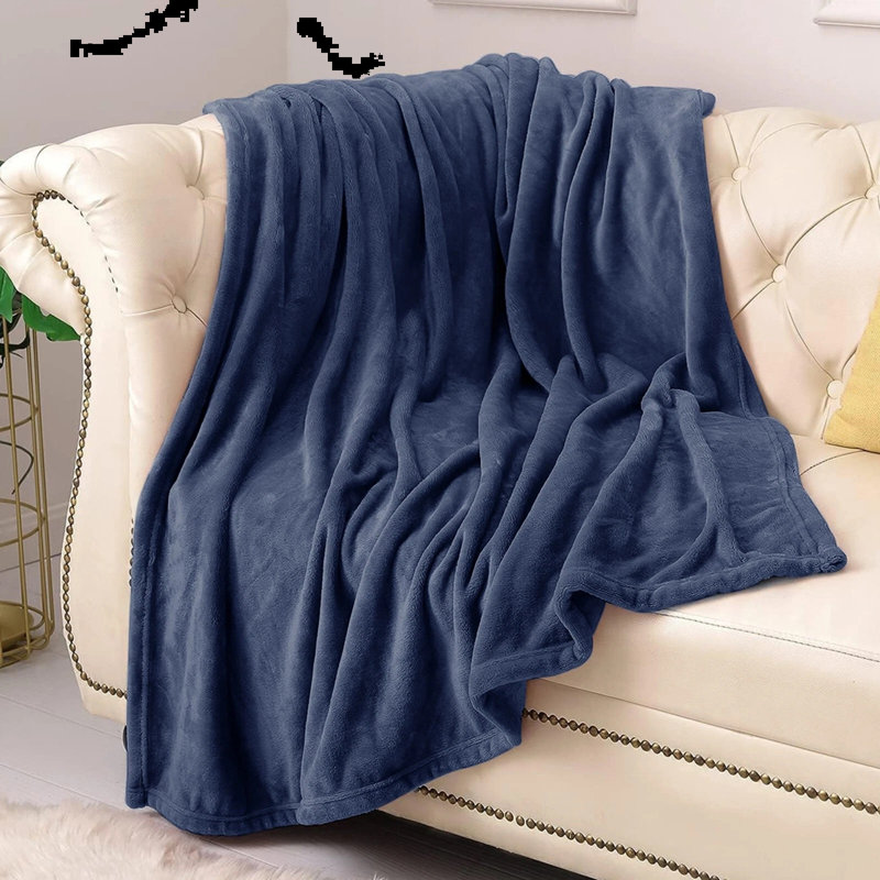 Plain Weave / Muslin Throw Blanket, 200cm W x 240cm L, Blue