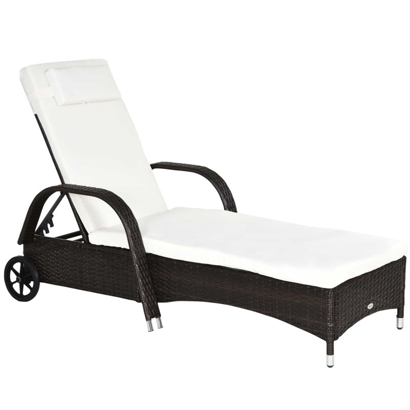 Ronning 200cm Long Reclining Single Chaise with Cushions, Brown