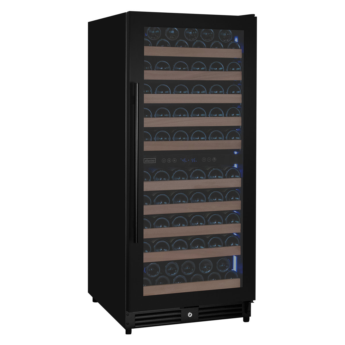 Allavino Reserva Series 119 Bottle 55" Semi Tall Dual Zone Right Hinge Black Metal Wine Refrigerator | Fridge.com