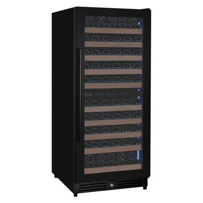 Reserva Series 119 Bottle 55" Semi Tall Dual Zone Left Hinge Black Metal Wine Refrigerator on Fridge.com