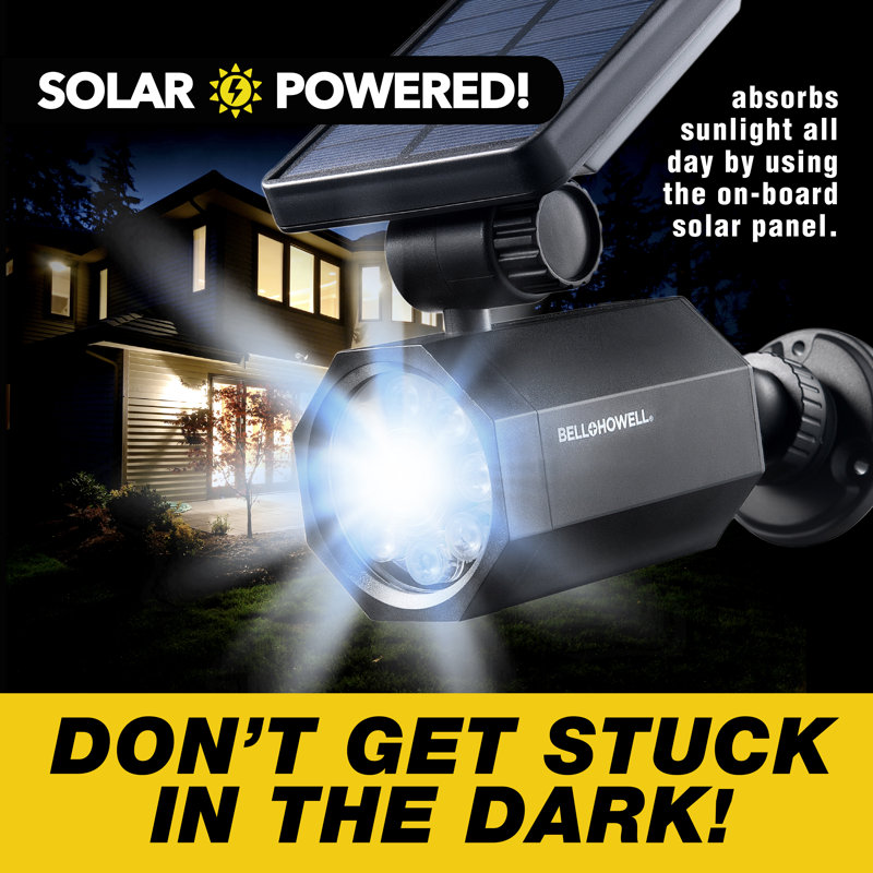 Bell+Howell Bionic Spotlight Original LED Solar Outdoor Lights with Motion Sensor, Black