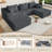 107" U-Shape Cloud Couch, Modern Modular Sectional Boneless Cloud Couch for Living Room, Deep Seat Sleeper Chaise Longue for Living Room, No Assembly Required-343318318