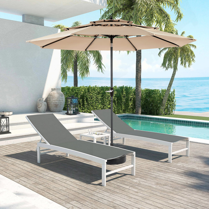Parasol à 3 niveaux en aluminium, Kaki