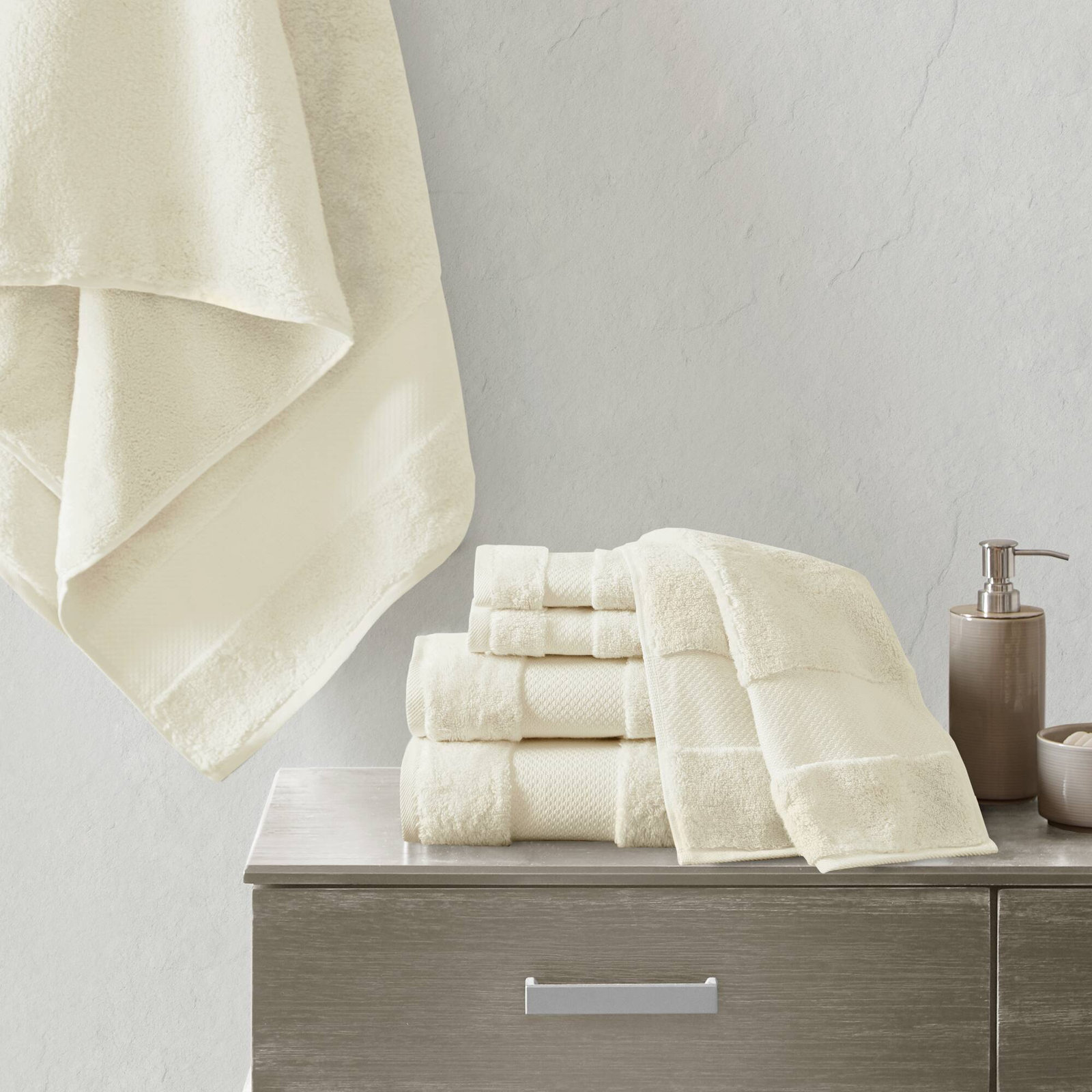 Turkish Cotton Quick-Dry Towel Set, Natural, 6 Piece Towel Set
