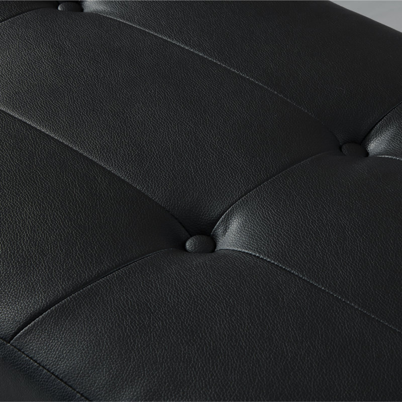 Banc en cuir pour salle de séjour Cooper, Noir