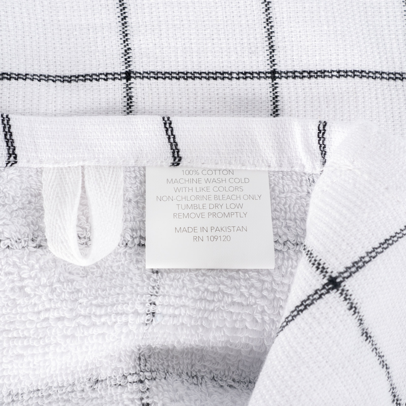 Reverse Terry Cotton Tea Towel, Black