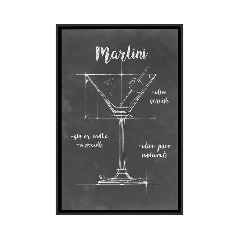 « mixologie v », art textuel sur toile, H 26 po x l 18 po x P 1,5 po, Toile encadrée noire, Pas de tapis