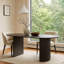 Beny Dining Table, 80 Inch Oval Top, Dual Pedestal Base, Dark Grey Oak