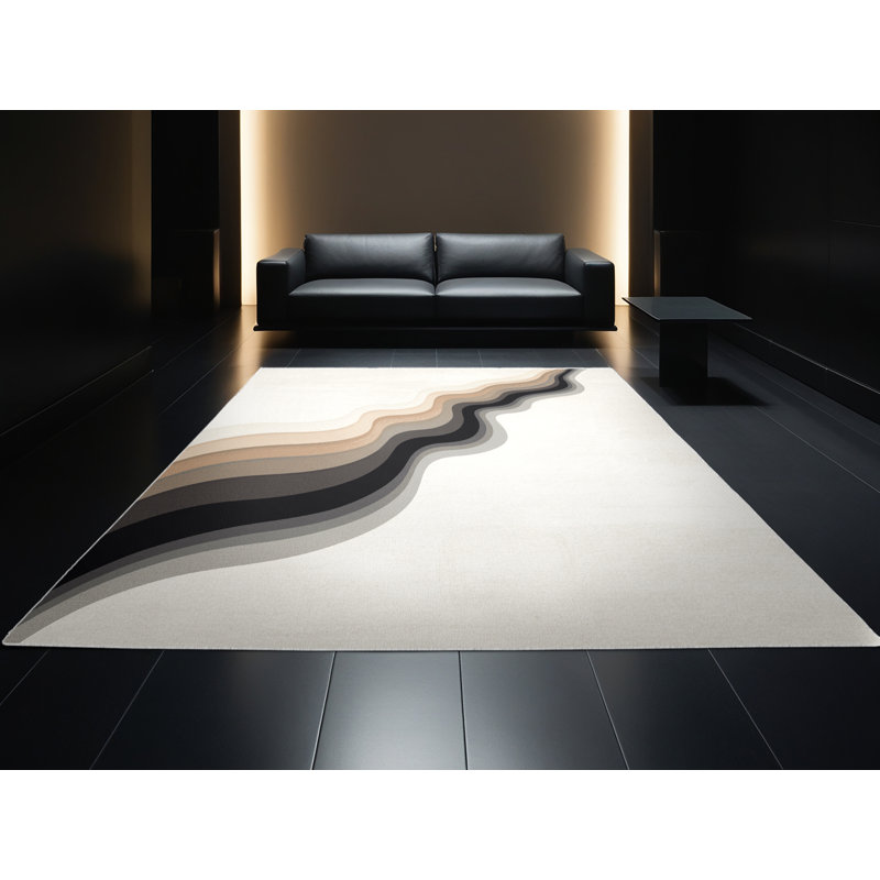 Machine Washable Paxon Minimalist Ombre Rug in Gray – White Binding, 7' Round