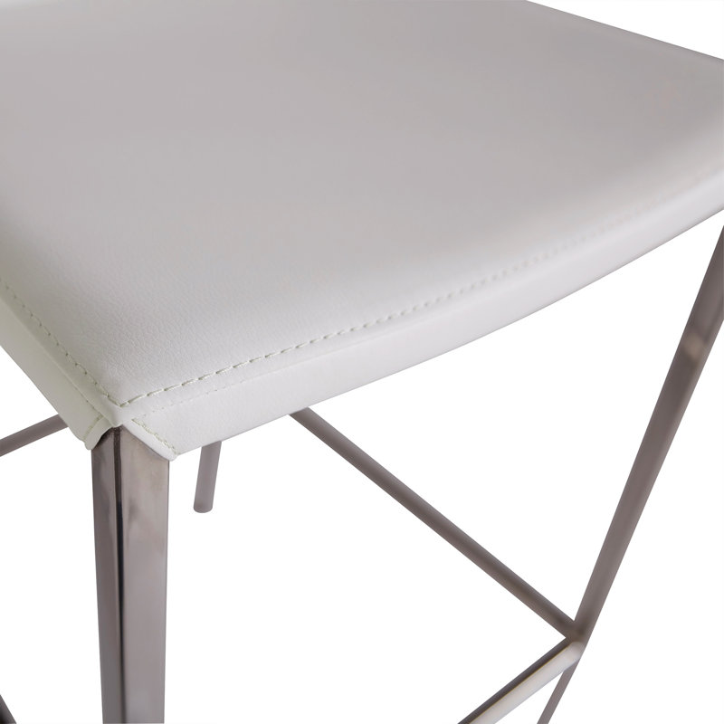 Tabouret de bar Parlex, Cuir blanc / structure polie