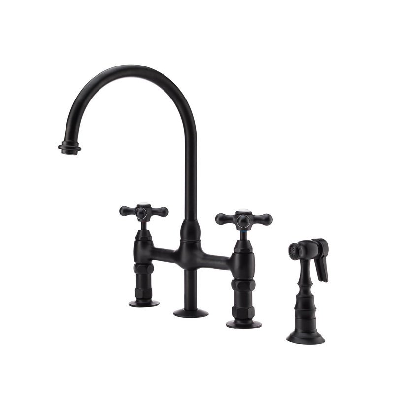 Chevington Kitchen Faucet with Side Spray, Matte Black