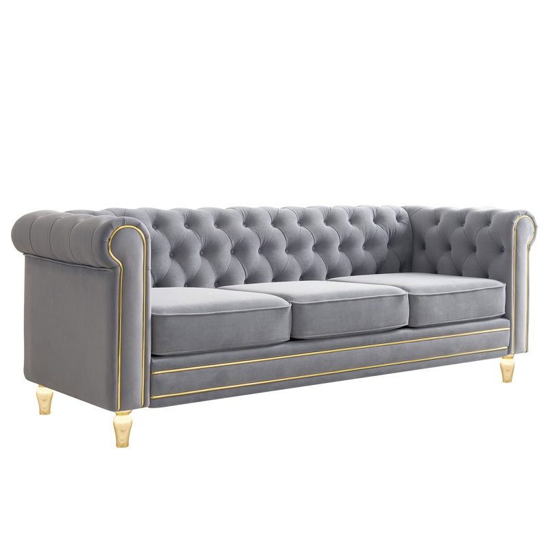 Canapé Chesterfield en velours 84,65 pouces pour le salon