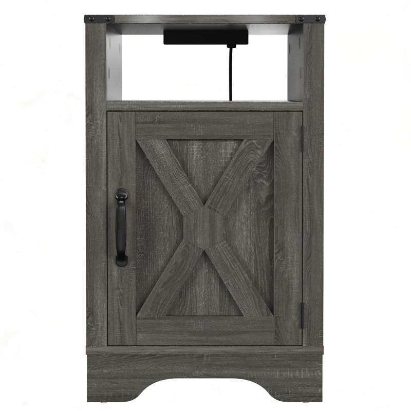 Table de bout en bois rustique, Gris foncé