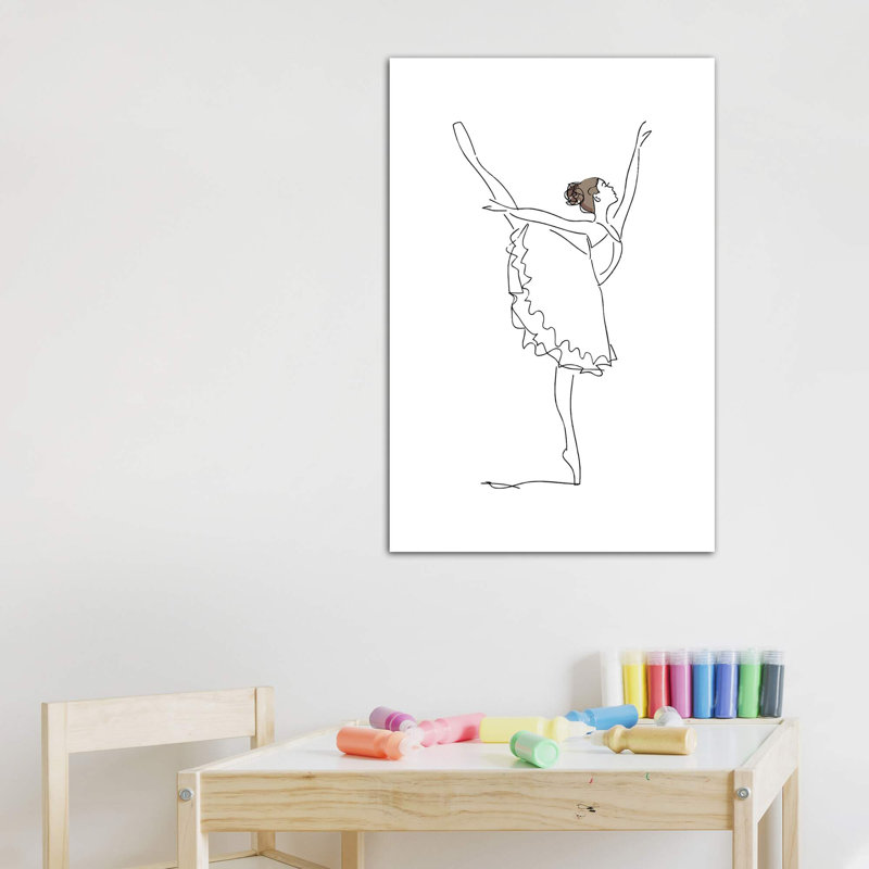 Ballet Line Art - impression d'art graphique, Toile tendue, Pas de tapis, H 48 po x l 32 po x P 1,5 po