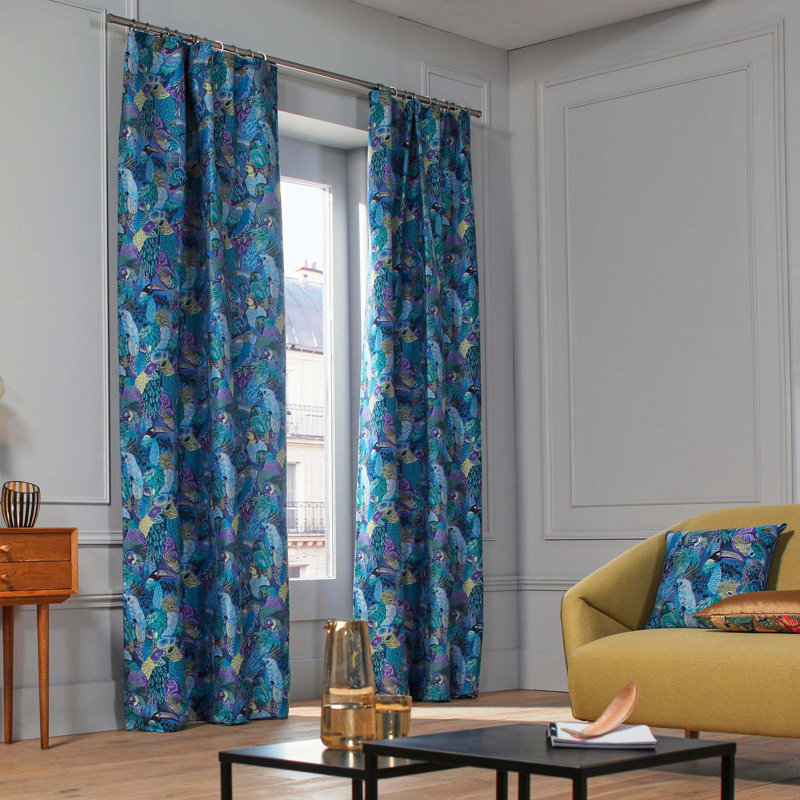 Trenton Room Darkening Single Curtain Panel, Blue/Green, 140 W x 277 D cm