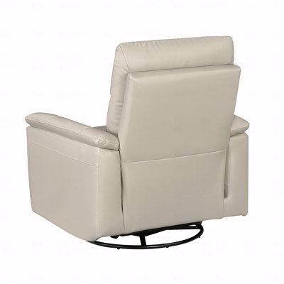 Luxury Comfort Premium Leather With Recliner Function 1Pc Taupe Upholstery Gentle Gliding Swivel Motion Living Room Furniture