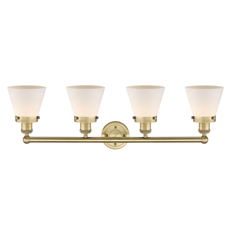 Éclairage pour meuble-lavabo de salle de bain 4 lumières Edison Cone, Clair, Nickel poli