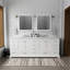 Meuble-lavabo double 84 po X P 22 po D, plateau en marbre de Carrare et Miroirs
