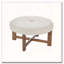 Repose-pieds rond beige en tissu avec base en bois massif-696501683