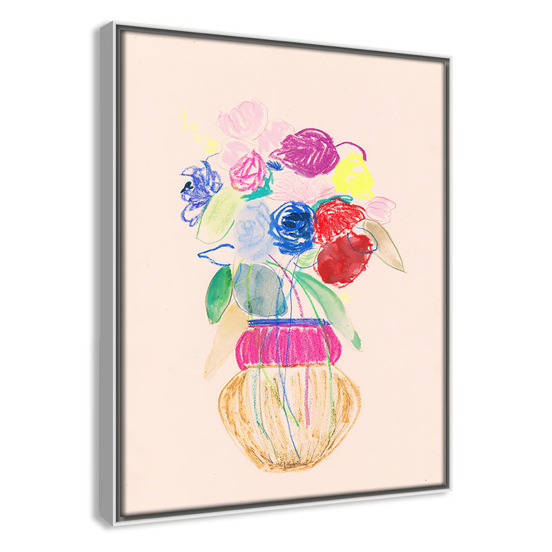 «Simple Floral II» par Bea Dina, Toile encadrée flottée blanche, Pas de tapis, H 15,5 po x l 12,5 po x P 2 po