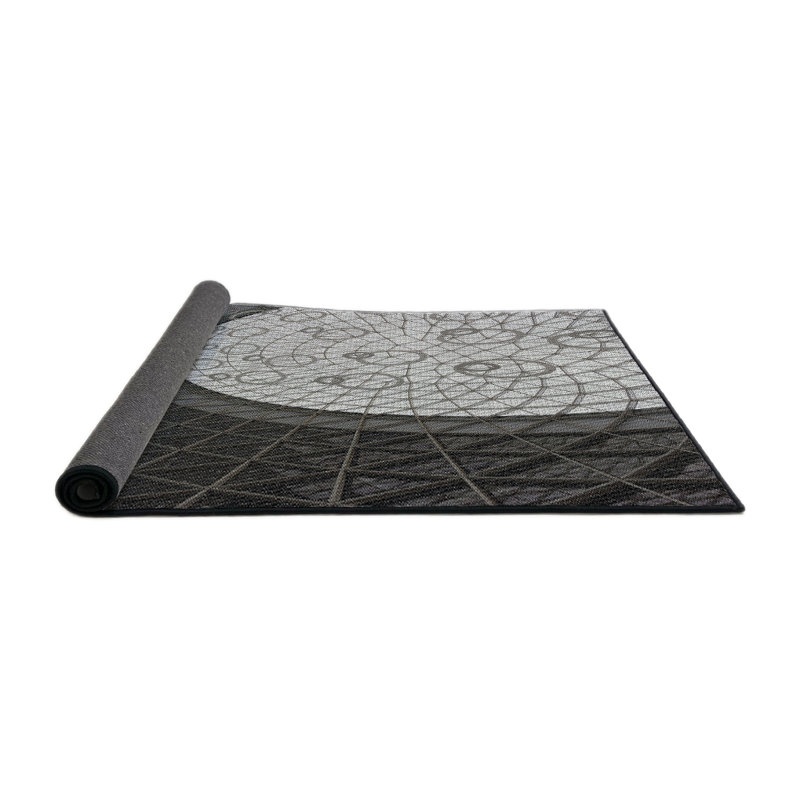 Tapis gris/vert foncé à tisser électrique, Rond 7 pi