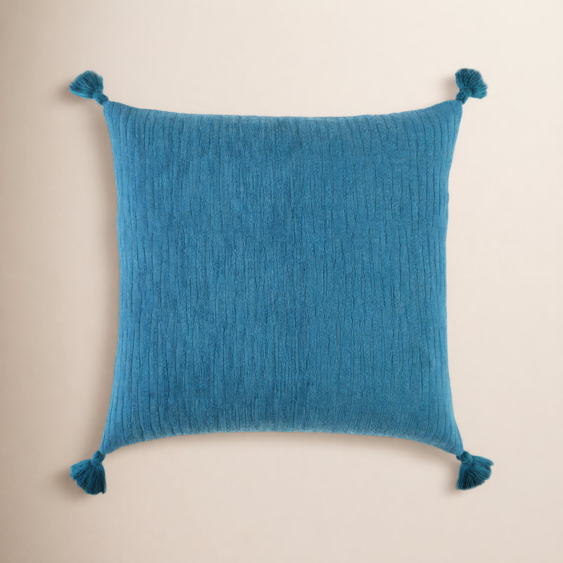 Colombina Abstract Woven Cotton Throw Pillow, Teal