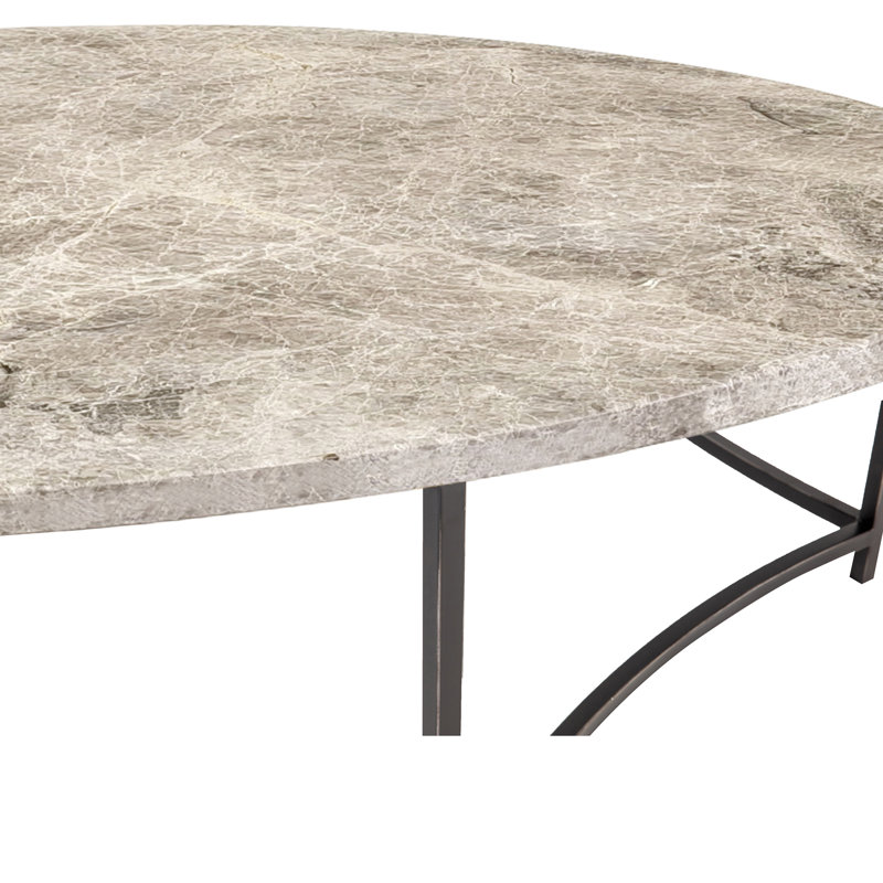 Megan Frame 1 Coffee Table, Tundra Gray Marble, Black