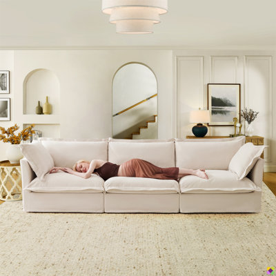 Azzaria 120"W Modular Chenille 3 Seater Sofa Couch