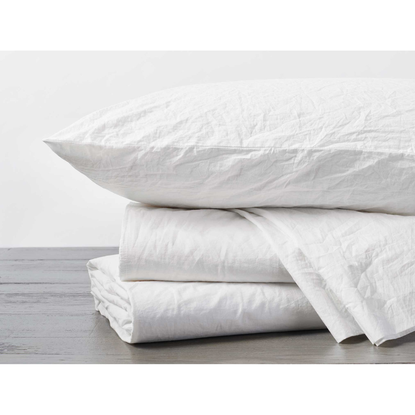 Crinkled 100% Cotton Percale Pillowcase - Set of 2, Alpine White, Standard/Queen Pillowcase