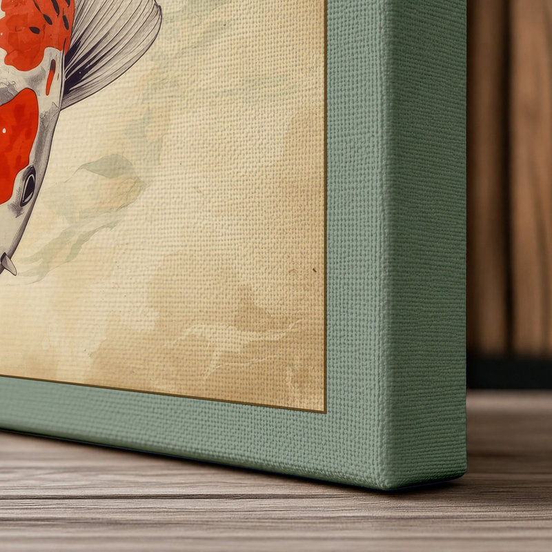 Koi in Stillness Japandi - Wrapped Canvas, 36x24 - 91.4 x 61.0 cm, Sage Border